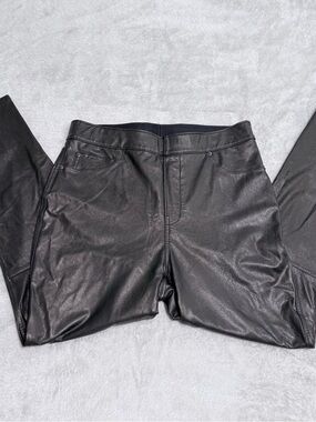 SPANX Women’s Black Faux Leather Skinny Ankle Pull On Pants Large